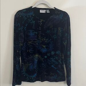 Vintage Chicos Travelers Funky Fun Too Artsy Cyberpunk Paisley Graphic Y2K Black
